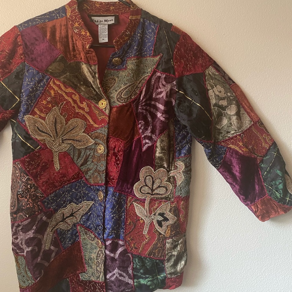 Velvet Embroidered Patchwork Jacket - image 2